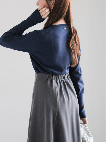 プレーンニット(吸湿発熱)（グレー/ピンク/サックスブルー/ネイビー）｜Te chichi（テチチ）通販