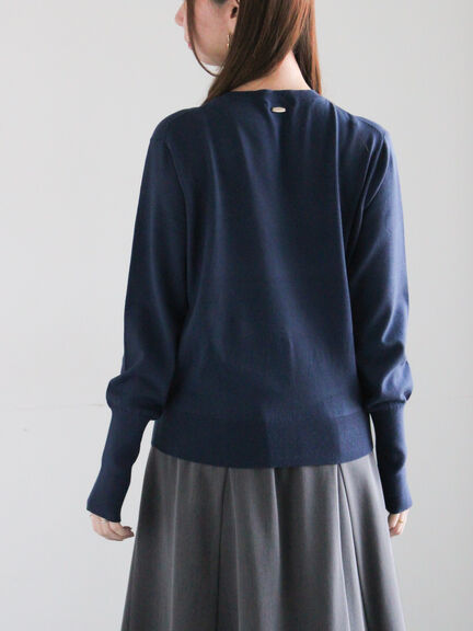 プレーンニット(吸湿発熱)（グレー/ピンク/サックスブルー/ネイビー）｜Te chichi（テチチ）通販