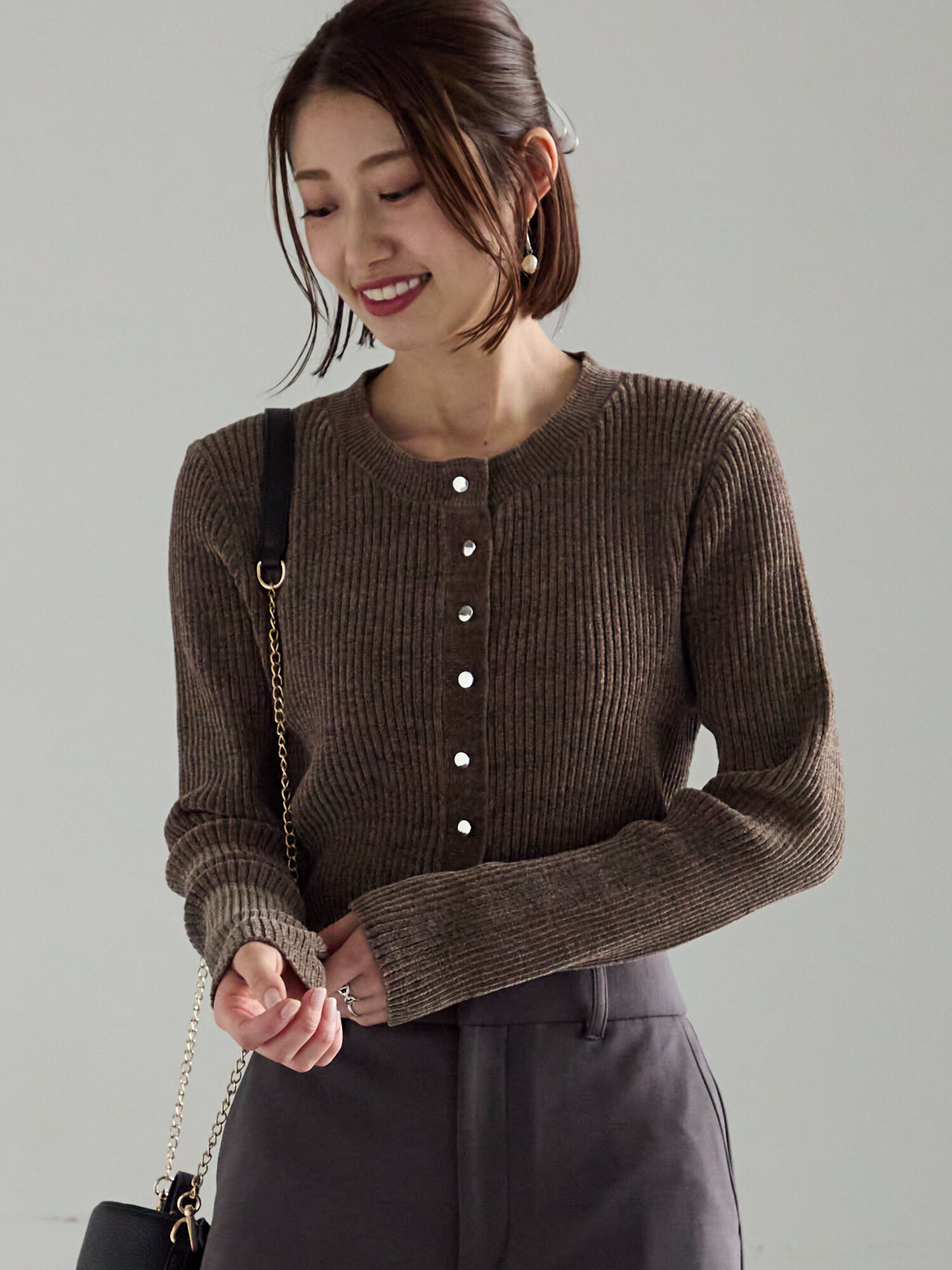 【専用ページ】tibichan1965様 モールリブカーディガン（グレー/チャコールグレー/ブラウン/トップス