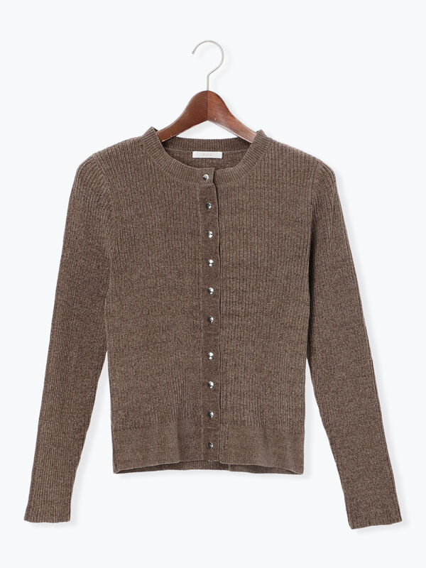 モールリブカーディガン（グレー/チャコールグレー/ブラウン/トップス