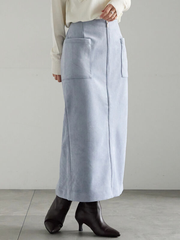 セール】 ボンディングスエードタイトスカート（チャコールグレー