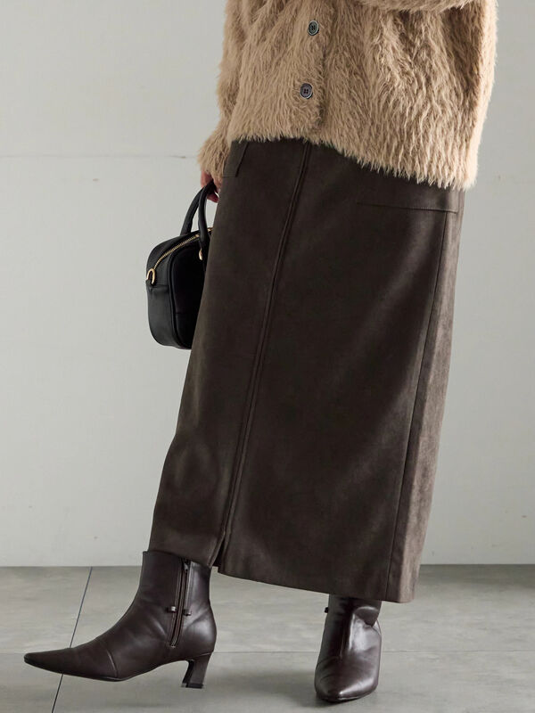 セール】 ボンディングスエードタイトスカート（チャコールグレー