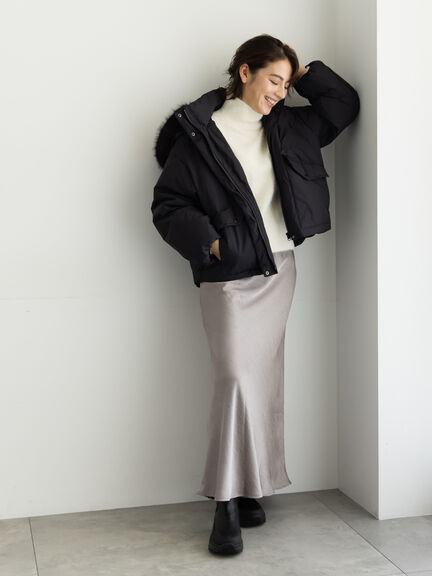 【宮本茉由着用】ハイネックフェザーニット（オフホワイト/チャコールグレー/ピンク/イエロー）｜Te chichi（テチチ）通販