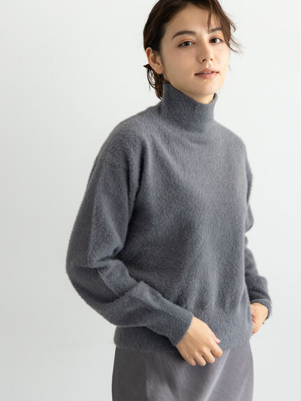 【宮本茉由着用】ハイネックフェザーニット（オフホワイト/チャコールグレー/ピンク/イエロー）｜Te chichi（テチチ）通販