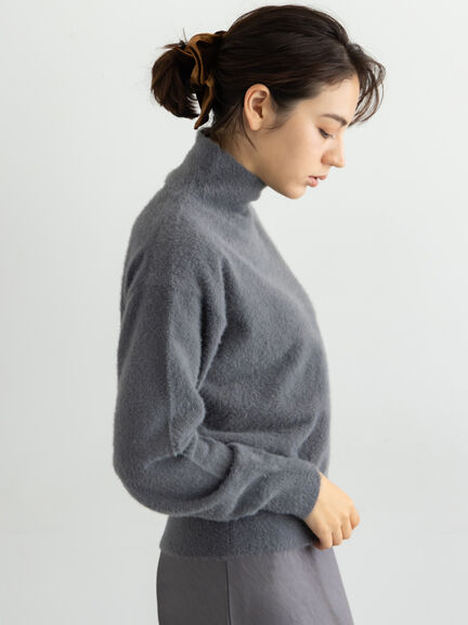 【宮本茉由着用】ハイネックフェザーニット（オフホワイト/チャコールグレー/ピンク/イエロー）｜Te chichi（テチチ）通販