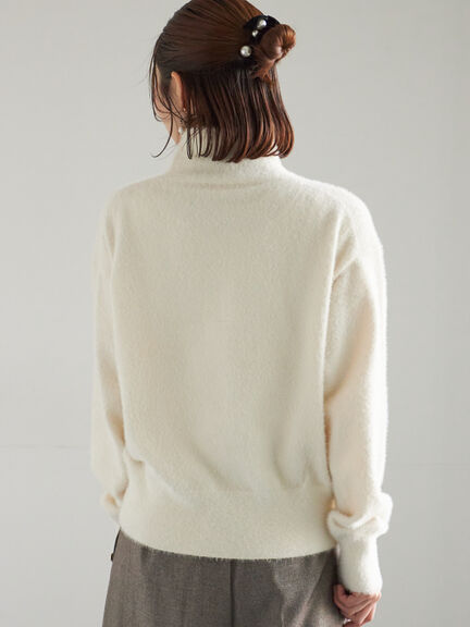 【宮本茉由着用】ハイネックフェザーニット（オフホワイト/チャコールグレー/ピンク/イエロー）｜Te chichi（テチチ）通販