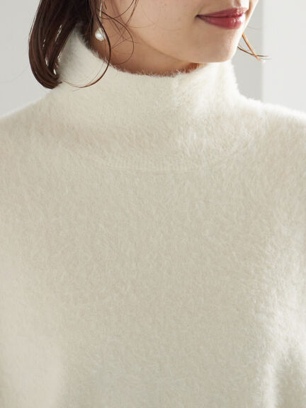 【宮本茉由着用】ハイネックフェザーニット（オフホワイト/チャコールグレー/ピンク/イエロー）｜Te chichi（テチチ）通販