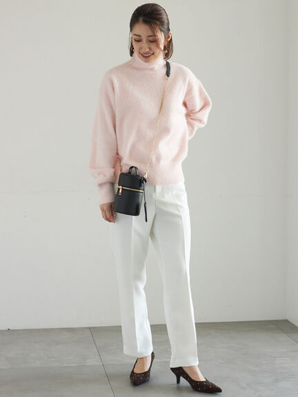 【宮本茉由着用】ハイネックフェザーニット（オフホワイト/チャコールグレー/ピンク/イエロー）｜Te chichi（テチチ）通販