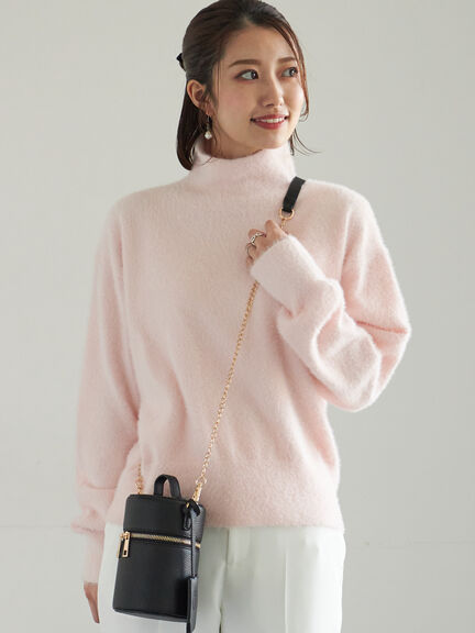 【宮本茉由着用】ハイネックフェザーニット（オフホワイト/チャコールグレー/ピンク/イエロー）｜Te chichi（テチチ）通販