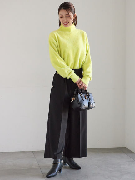 【宮本茉由着用】ハイネックフェザーニット（オフホワイト/チャコールグレー/ピンク/イエロー）｜Te chichi（テチチ）通販