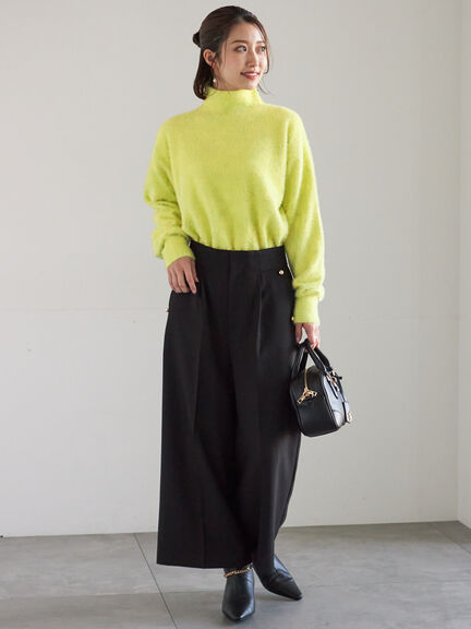 【宮本茉由着用】ハイネックフェザーニット（オフホワイト/チャコールグレー/ピンク/イエロー）｜Te chichi（テチチ）通販