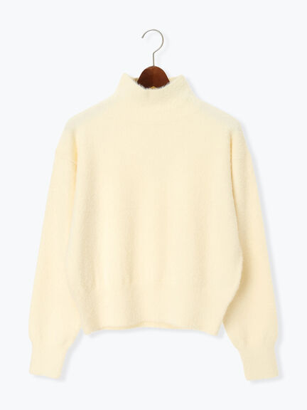 【宮本茉由着用】ハイネックフェザーニット（オフホワイト/チャコールグレー/ピンク/イエロー）｜Te chichi（テチチ）通販