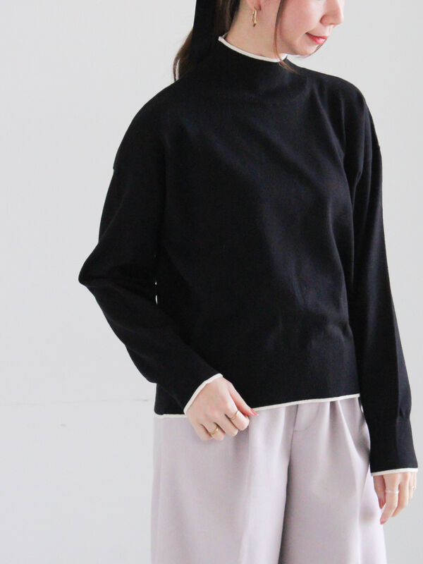 Ycacc45517　チャコール10本 セール】 バックパールニット（チャコールグレー/ブラック/トップス