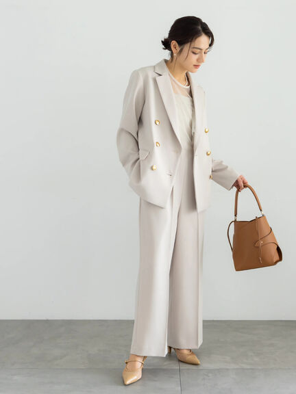 【セレモニーアイテム】テーラードWブレストジャケット（セットアップ可）（ベージュ/ネイビー）｜Te chichi（テチチ）通販