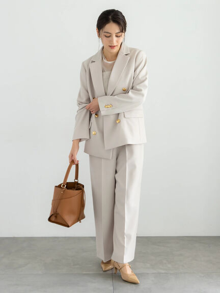 【セレモニーアイテム】テーラードWブレストジャケット（セットアップ可）（ベージュ/ネイビー）｜Te chichi（テチチ）通販