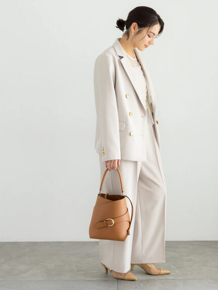 【セレモニーアイテム】テーラードWブレストジャケット（セットアップ可）（ベージュ/ネイビー）｜Te chichi（テチチ）通販