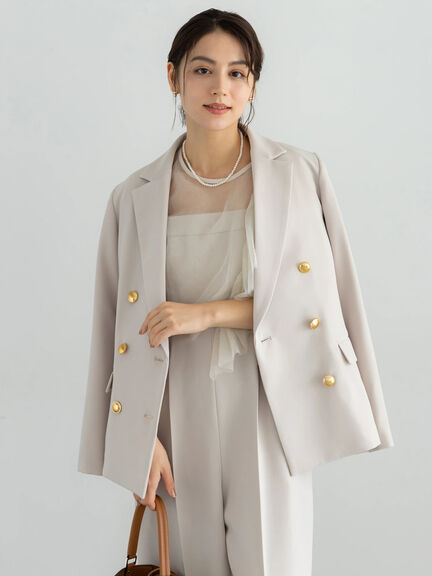 【セレモニーアイテム】テーラードWブレストジャケット（セットアップ可）（ベージュ/ネイビー）｜Te chichi（テチチ）通販