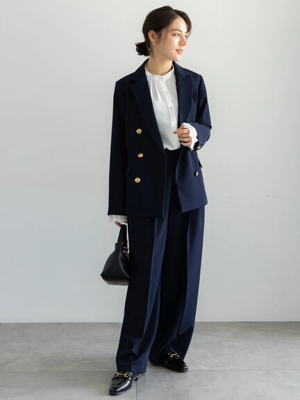 【セレモニーアイテム】テーラードWブレストジャケット（セットアップ可）（ベージュ/ネイビー）｜Te chichi（テチチ）通販