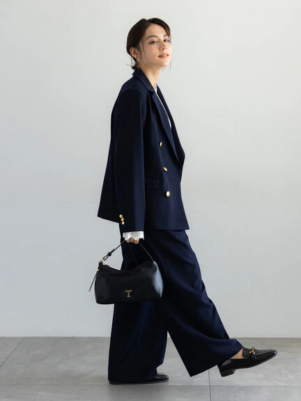 【セレモニーアイテム】テーラードWブレストジャケット（セットアップ可）（ベージュ/ネイビー）｜Te chichi（テチチ）通販