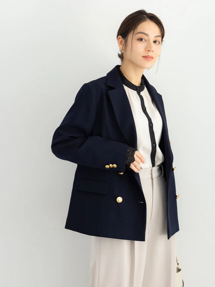 【セレモニーアイテム】テーラードWブレストジャケット（セットアップ可）（ベージュ/ネイビー）｜Te chichi（テチチ）通販