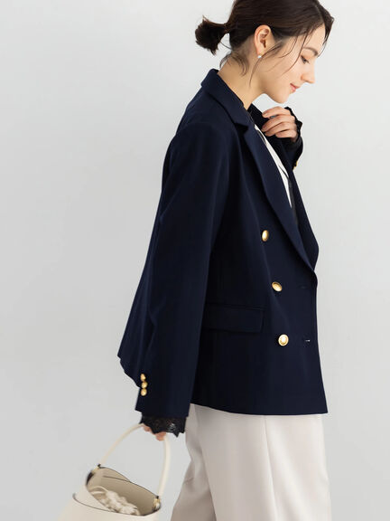 【セレモニーアイテム】テーラードWブレストジャケット（セットアップ可）（ベージュ/ネイビー）｜Te chichi（テチチ）通販