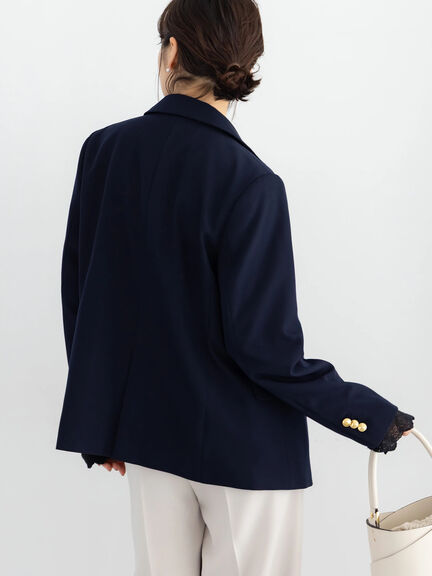 【セレモニーアイテム】テーラードWブレストジャケット（セットアップ可）（ベージュ/ネイビー）｜Te chichi（テチチ）通販