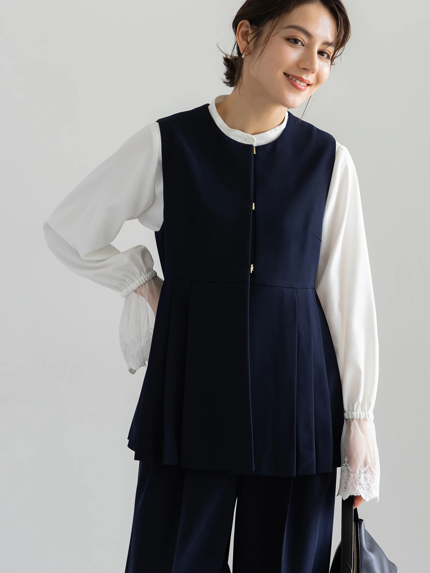 セレモニーアイテム】サイドプリーツペプラムジレ（セットアップ可