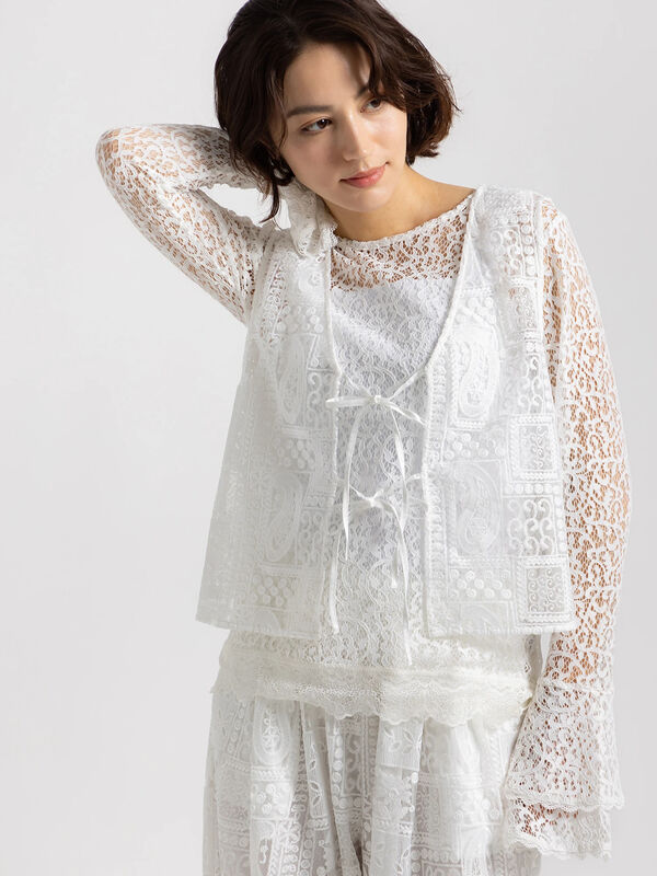 Atelier ChouChou】パネルレース刺繍前後2WAYジレ(セットアップ可
