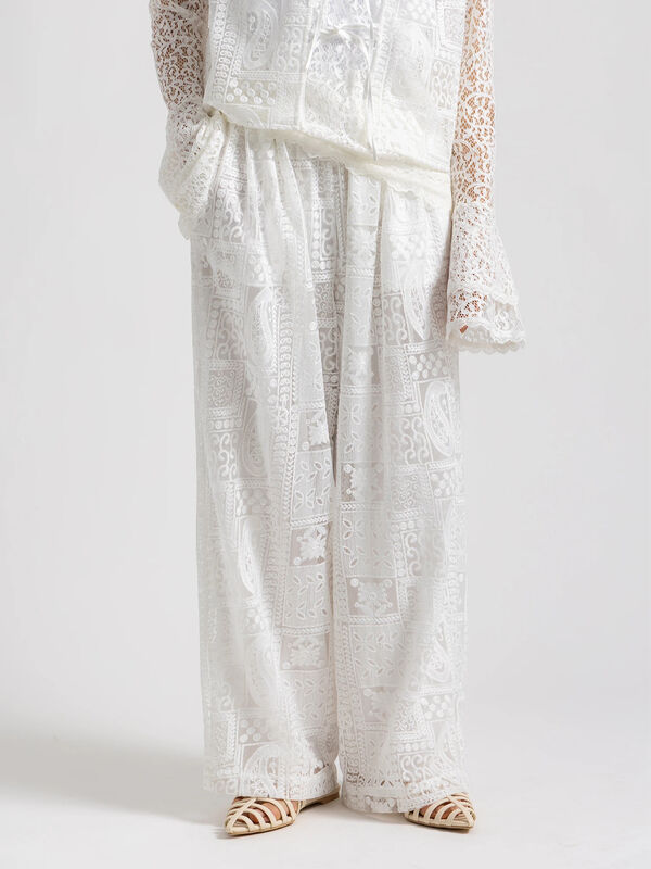 Atelier ChouChou】パネルレース刺繍タックワイドパンツ(セットアップ