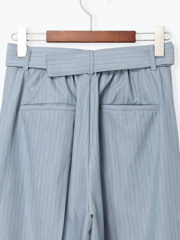 ピンストライプタックワイドパンツ（ベージュ/ブルー/ボトムス/パンツ