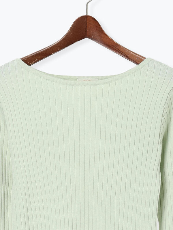 セール】 レースカフスリブニット（ミント/ボーダー/Sグレー/トップス