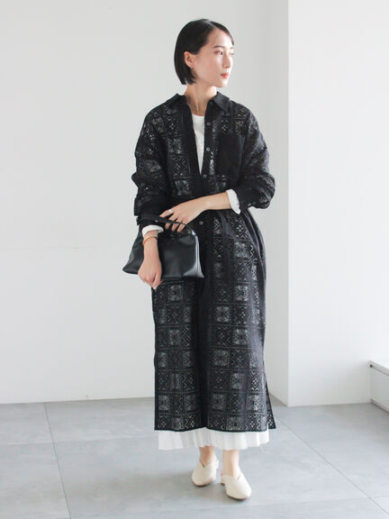 レースシャツワンピース（オフホワイト/ブラック）｜Te chichi（テチチ）通販