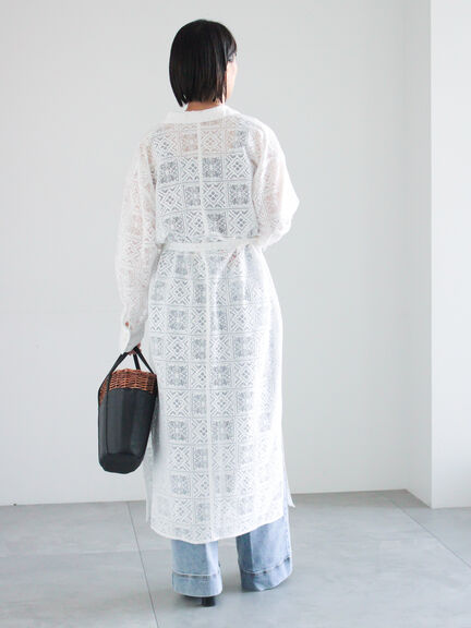 レースシャツワンピース（オフホワイト/ブラック）｜Te chichi（テチチ）通販