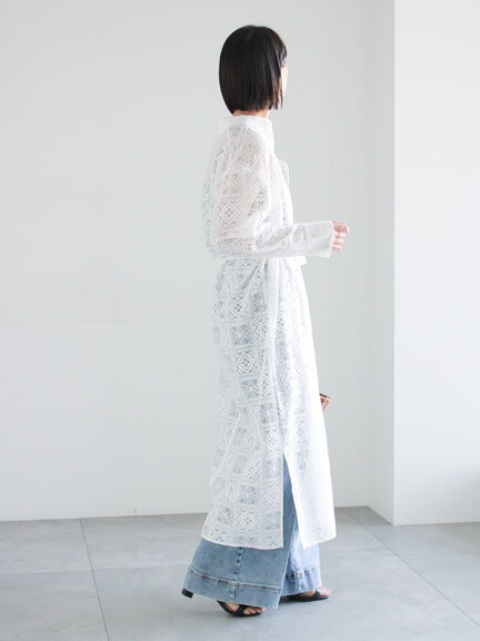 レースシャツワンピース（オフホワイト/ブラック）｜Te chichi（テチチ）通販