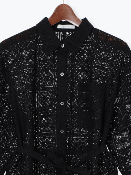 レースシャツワンピース（オフホワイト/ブラック）｜Te chichi（テチチ）通販