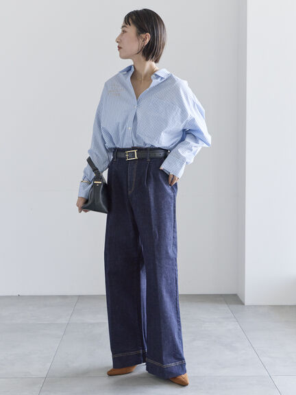 ワイドデニムパンツ（サックスブルー/ネイビー）｜Te chichi（テチチ）通販