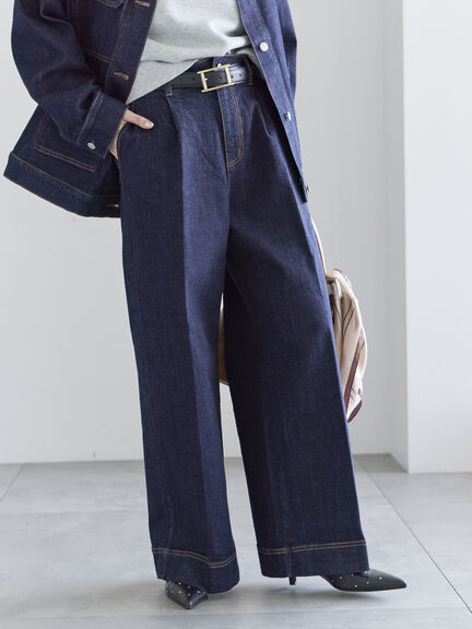 ワイドデニムパンツ（サックスブルー/ネイビー）｜Te chichi（テチチ）通販