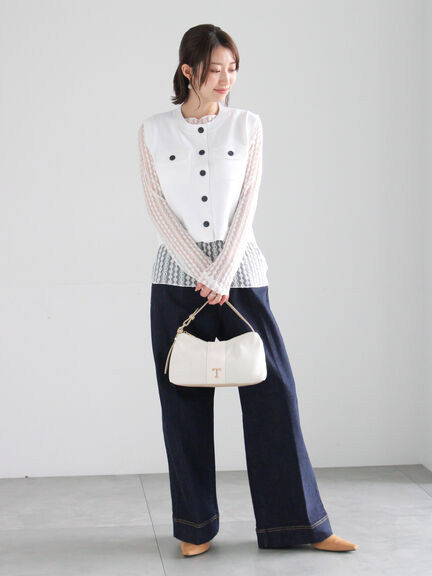 ワイドデニムパンツ（サックスブルー/ネイビー）｜Te chichi（テチチ）通販