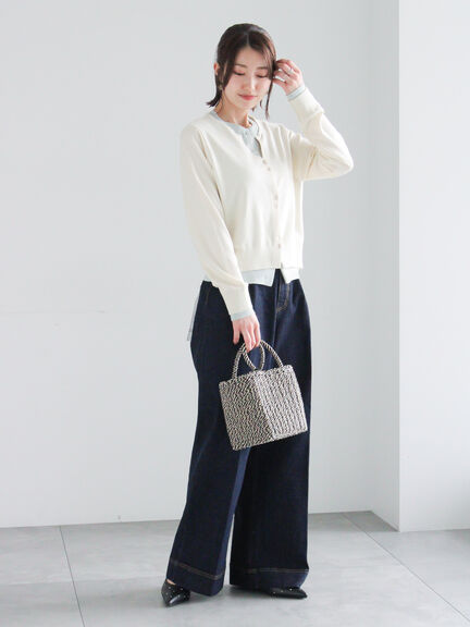 ワイドデニムパンツ（サックスブルー/ネイビー）｜Te chichi（テチチ）通販