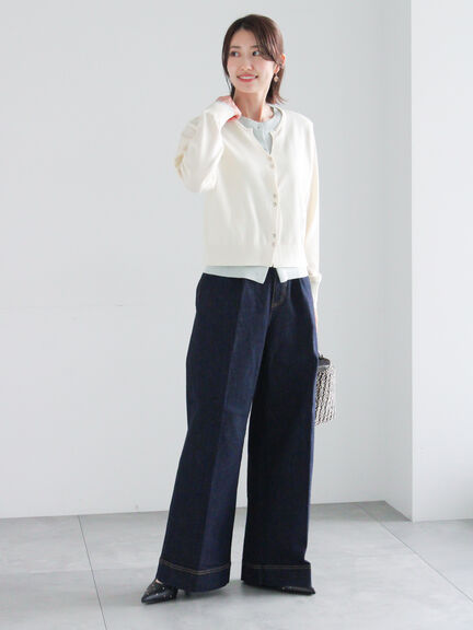 ワイドデニムパンツ（サックスブルー/ネイビー）｜Te chichi（テチチ）通販