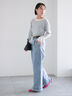 ワイドデニムパンツ（サックスブルー/ネイビー）｜Te chichi（テチチ）通販