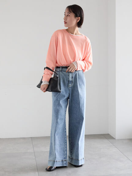 ワイドデニムパンツ（サックスブルー/ネイビー）｜Te chichi（テチチ）通販