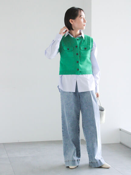 ワイドデニムパンツ（サックスブルー/ネイビー）｜Te chichi（テチチ）通販