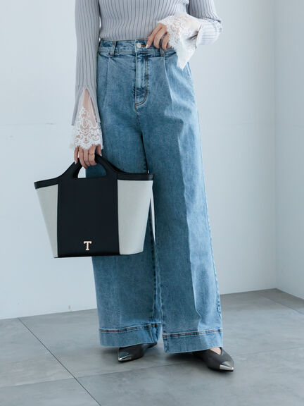 ワイドデニムパンツ（サックスブルー/ネイビー）｜Te chichi（テチチ）通販