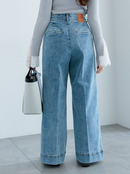 ワイドデニムパンツ（サックスブルー/ネイビー）｜Te chichi（テチチ）通販