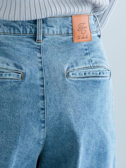 ワイドデニムパンツ（サックスブルー/ネイビー）｜Te chichi（テチチ）通販