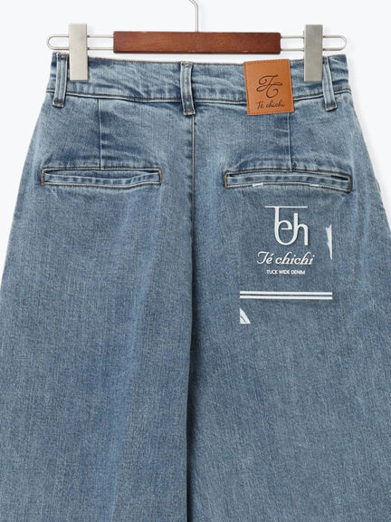 ワイドデニムパンツ（サックスブルー/ネイビー）｜Te chichi（テチチ）通販