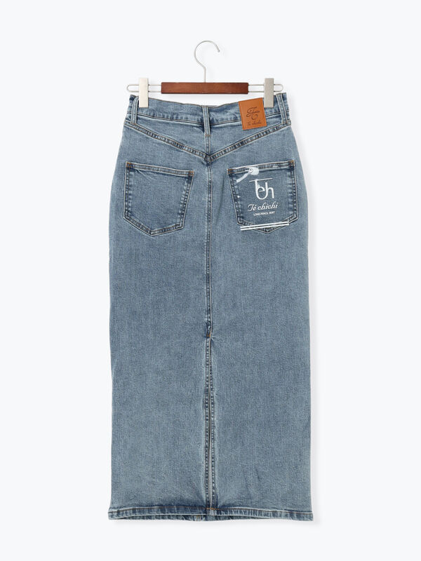 デニムトラペーズスカート（サックスブルー/ネイビー/ボトムス