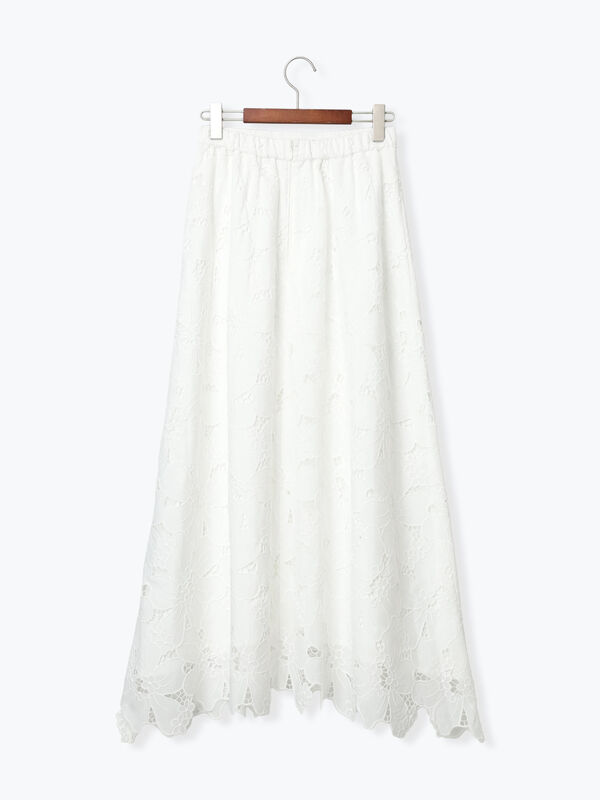 Atelier ChouChou】オーバーレースロングフレアスカート（オフホワイト