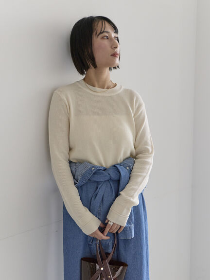 チャーム付きワッフルニットプルオーバー（オフホワイト/ブラック/ベージュ）｜Te chichi（テチチ）通販